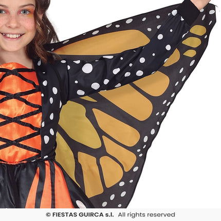 Feestbazaar Meisjeskostuum Vlinder met Vleugels Oranje