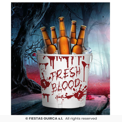 Feestbazaar Metalen Emmertje Halloween Fresh Blood (19x23cm)