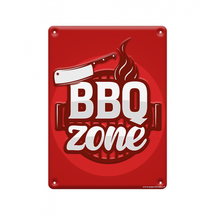 Feestbazaar Metalen Tekstbordje 'BBQ Zone' (22x16,5cm)