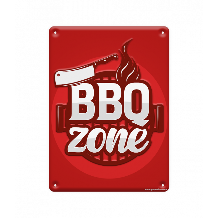 Feestbazaar Metalen Tekstbordje 'BBQ Zone' (22x16,5cm)