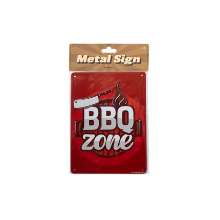Feestbazaar Metalen Tekstbordje 'BBQ Zone' (22x16,5cm)