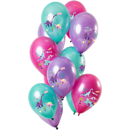 Feestbazaar Metallic Ballonnen Dinosaurussen Premium Paars (12st)