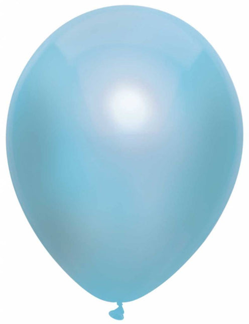 Feestbazaar Metallic ballonnen lichtblauw 100 stuks 30cm