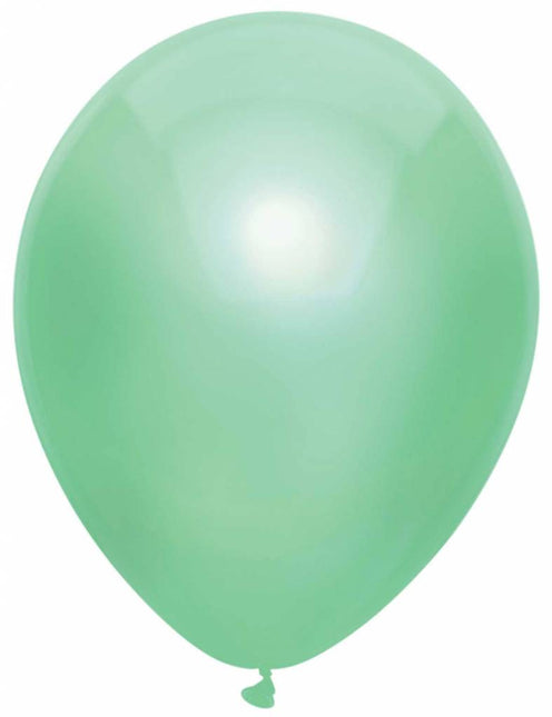 Feestbazaar Metallic Ballonnen Mint 30cm - 10 stuks