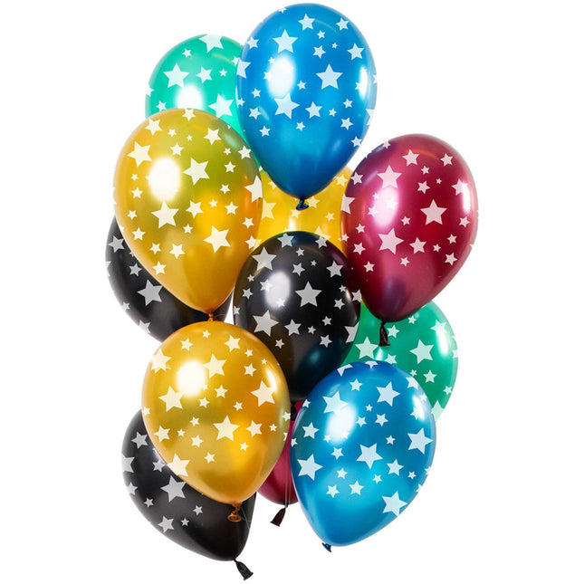 Feestbazaar Metallic Ballonnen Multikleur Sterren Premium - 12 Stuks