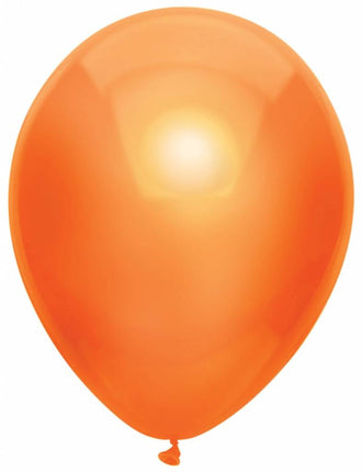 Feestbazaar Metallic Ballonnen Oranje 30cm - 10 stuks