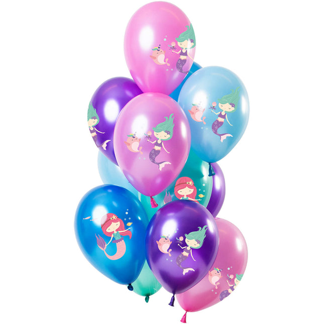 Feestbazaar Metallic Ballonnen Set Zeemeermin Premium - 12 Stuks