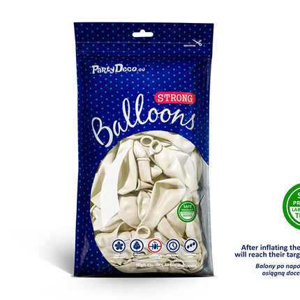 Feestbazaar Metallic Ballonnen Wit Puur (50st)