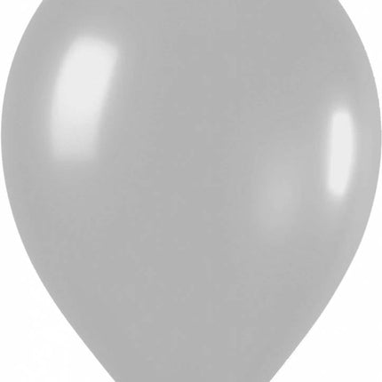 Feestbazaar Metallic ballonnen zilver 100 stuks