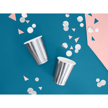 Feestbazaar Metallic bekers zilver 220ml (6st)