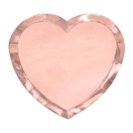 Feestbazaar Metallic Feestbordjes Hartje Rosé goud (6st)