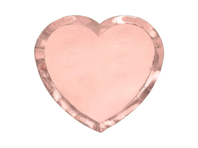 Feestbazaar Metallic Feestbordjes Hartje Rosé goud (6st)