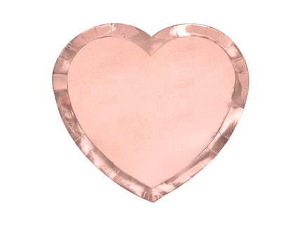 Feestbazaar Metallic Feestbordjes Hartje Rosé goud (6st)