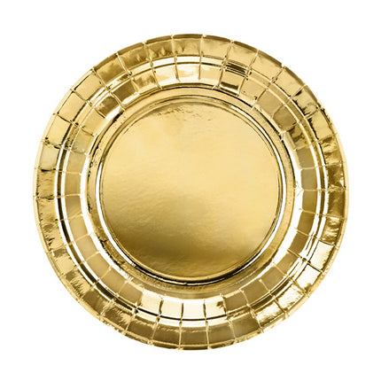 Feestbazaar Metallic Gouden Bordjes Rond 18cm - 6 stuks