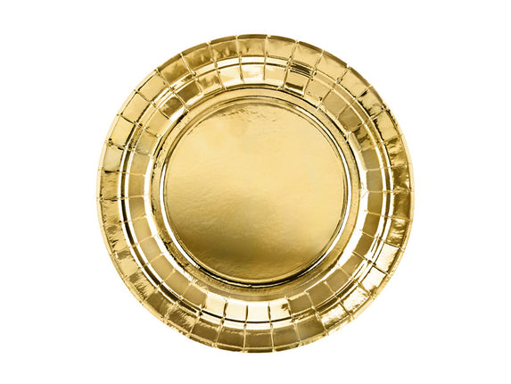 Feestbazaar Metallic Gouden Bordjes Rond 18cm - 6 stuks