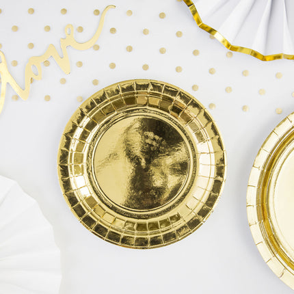 Feestbazaar Metallic Gouden Bordjes Rond 18cm - 6 stuks