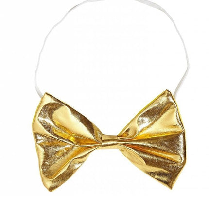 Feestbazaar Metallic gouden strikje met wit koordje