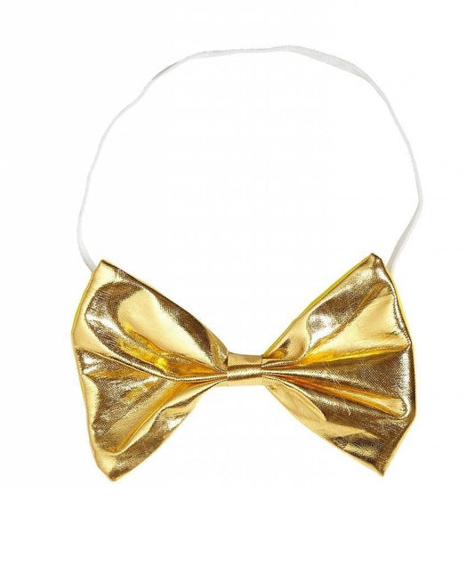 Feestbazaar Metallic gouden strikje met wit koordje
