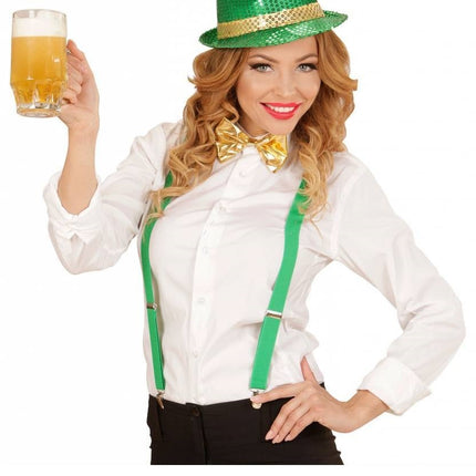 Feestbazaar Metallic gouden strikje met wit koordje