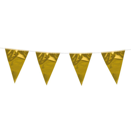 Feestbazaar Metallic vlaggenlijn goud (10m)