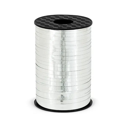 Feestbazaar Metallic Zilveren Lint op Rol - 225m