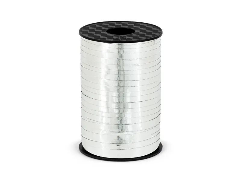 Feestbazaar Metallic Zilveren Lint op Rol - 225m