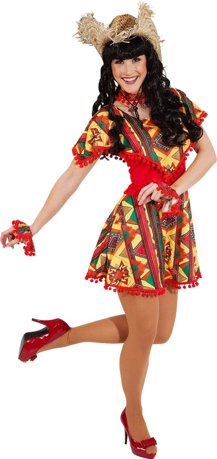 Feestbazaar Mexicaanse Jurk Dames Rood