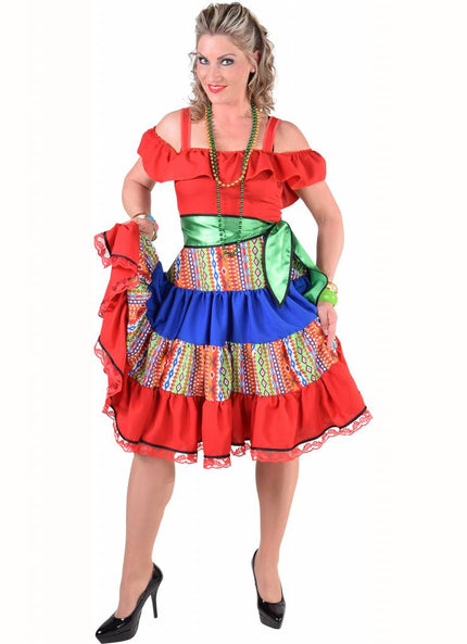 Feestbazaar Mexicaanse Jurk Klassiek Rood