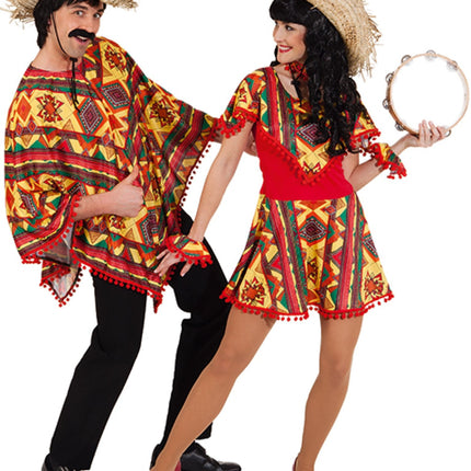 Feestbazaar Mexicaanse Poncho Kleurrijk Volwassenen
