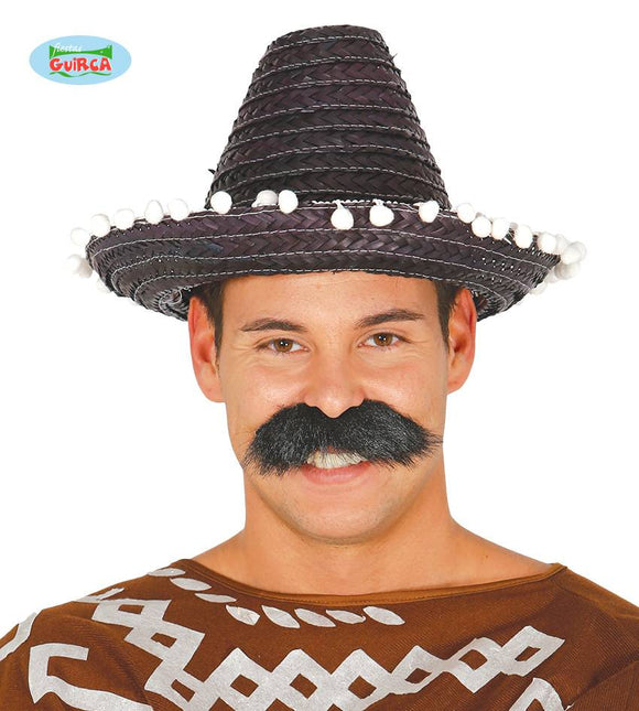 Feestbazaar Mexicaanse sombrero zwart 33cm