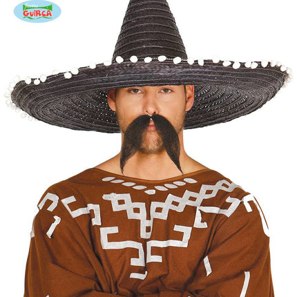Feestbazaar Mexicaanse strohoed zwart 60cm