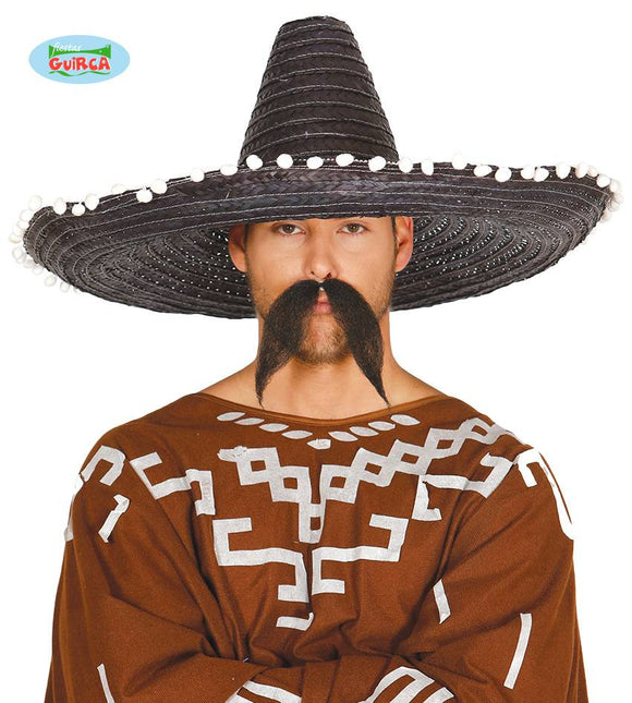 Feestbazaar Mexicaanse strohoed zwart 60cm