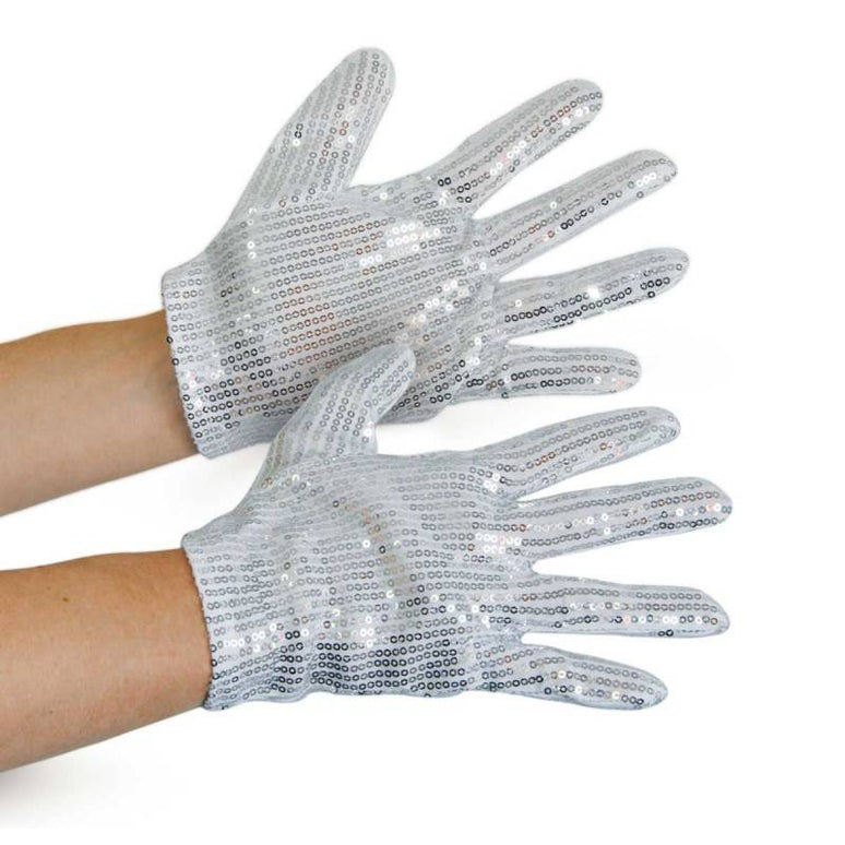 Feestbazaar Michael Jackson Handschoenen Zilver pailletten volwassen