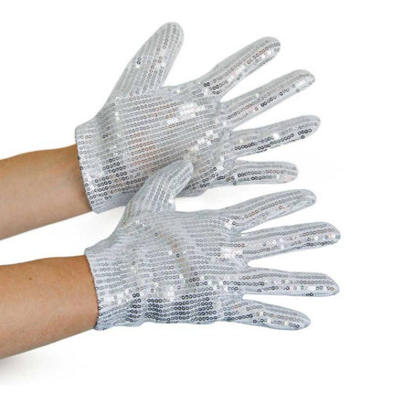 Feestbazaar Michael Jackson Handschoenen Zilver pailletten volwassen