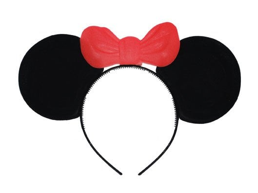 Feestbazaar Mickey mouse oortjes met strik op diadeem
