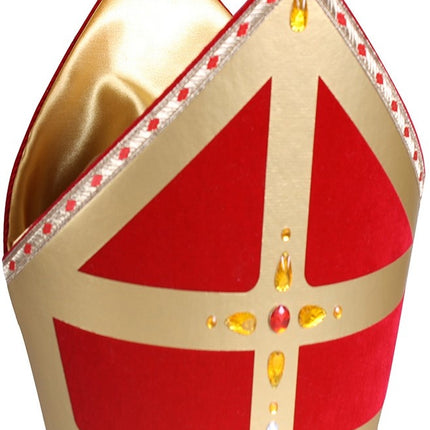 Feestbazaar Mijter TV-Sint luxe Stefan katoen fluweel rood