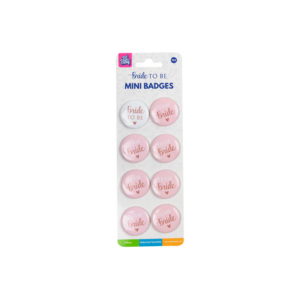 Feestbazaar Mini Badges Bride to Be/Team Bride Blush roze