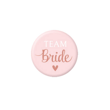 Feestbazaar Mini Badges Bride to Be/Team Bride Blush roze