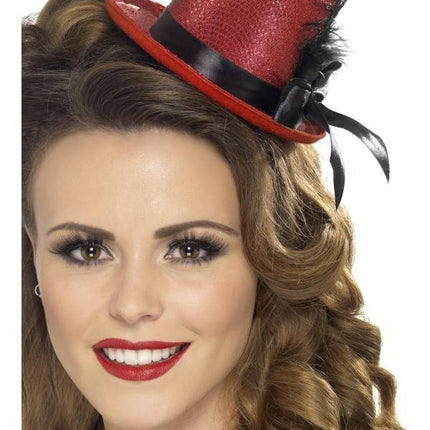 Feestbazaar Mini hoge hoed rood