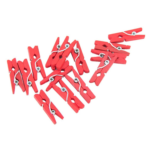Feestbazaar Mini Knijpers Hout Rood (24st)