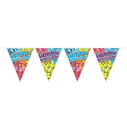 Feestbazaar Mini vlaggenlijn blocks Happy Birthday - 3 meter