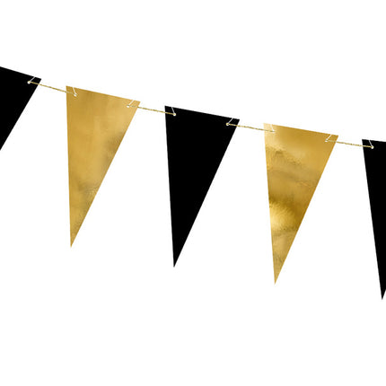 Feestbazaar Mini Vlaggenlijn Goud/Zwart (2,15m)