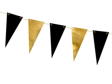 Feestbazaar Mini Vlaggenlijn Goud/Zwart (2,15m)