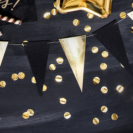 Feestbazaar Mini Vlaggenlijn Goud/Zwart (2,15m)