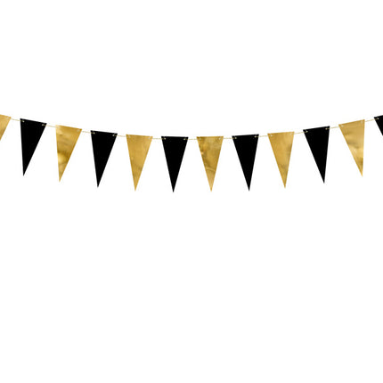 Feestbazaar Mini Vlaggenlijn Goud/Zwart (2,15m)
