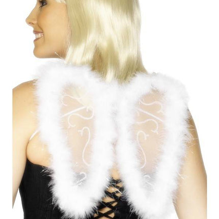 Feestbazaar Mini vleugels glitter wit marabou