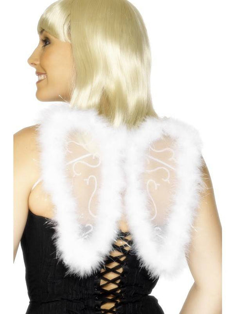 Feestbazaar Mini vleugels glitter wit marabou