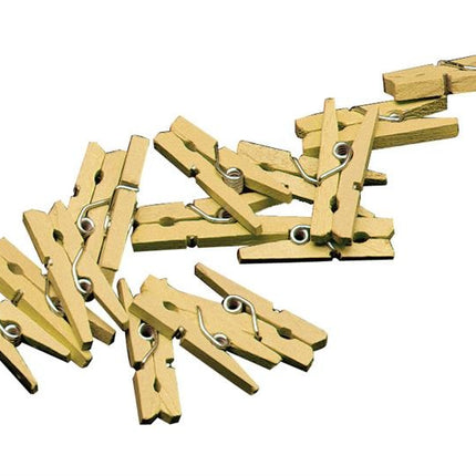 Feestbazaar Miniknijpers Hout Goud - 20 Stuks