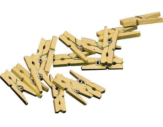 Feestbazaar Miniknijpers Hout Goud - 20 Stuks