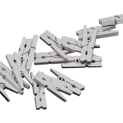 Feestbazaar Miniknijpers Hout Zilver - 20 Stuks